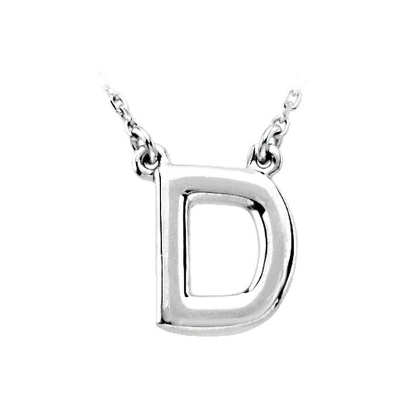 Sterling Silver, Kendall Collection, Block Initial D Necklace, 16 Inch - Picture 1 of 4